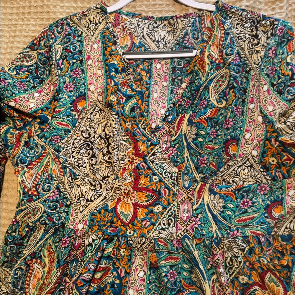 Floral Paisley Long Sleeve Dress - Picture 5 of 6